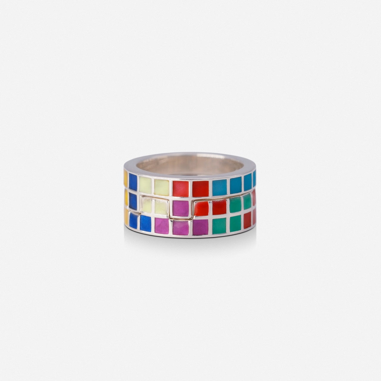 Tetris Grid Enamel Ring