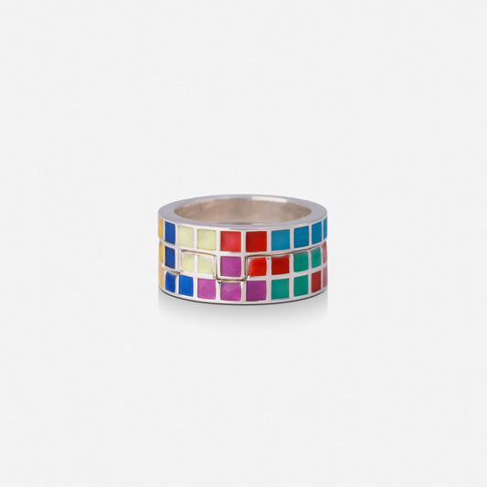 Tetris Grid Enamel Ring