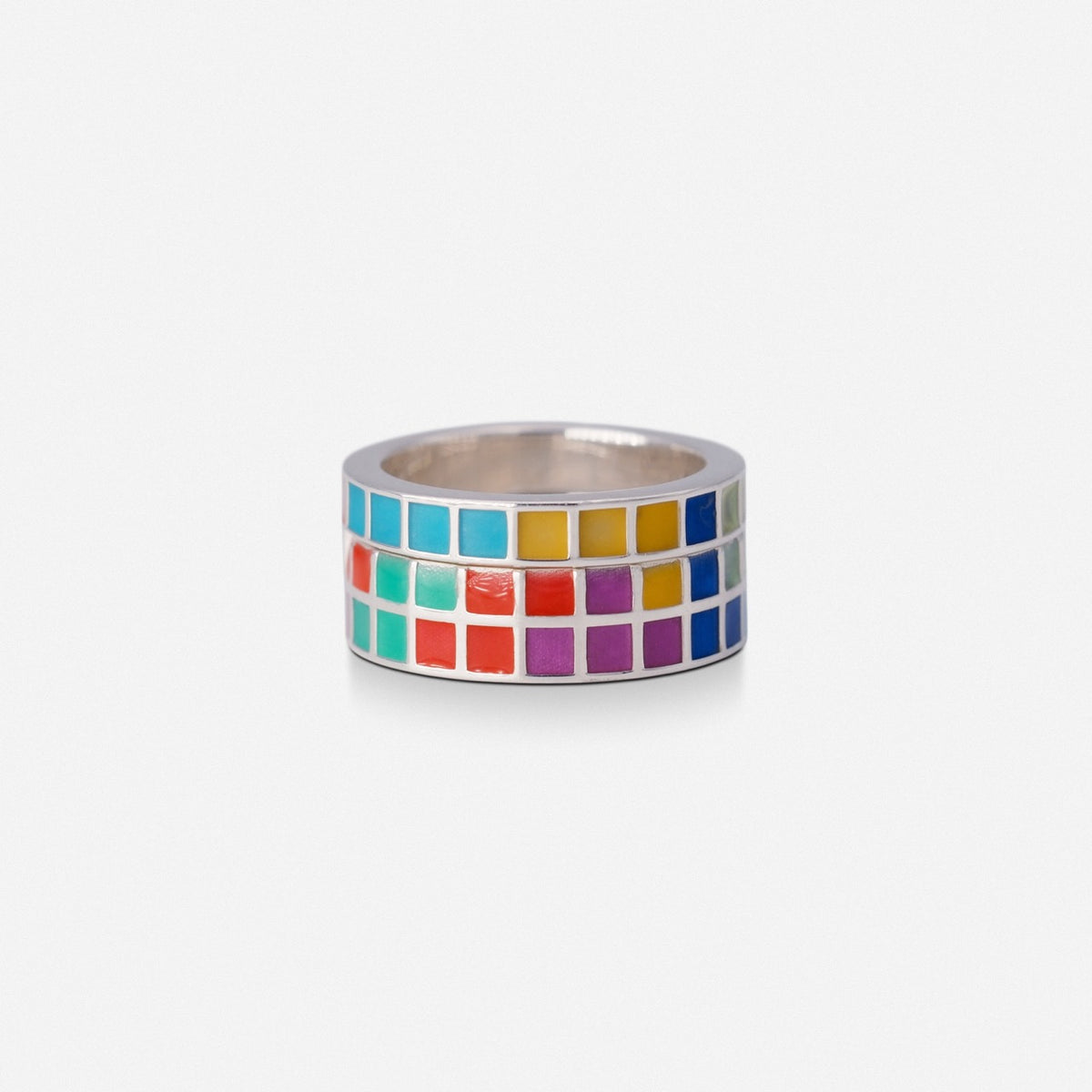 Tetris Grid Enamel Ring