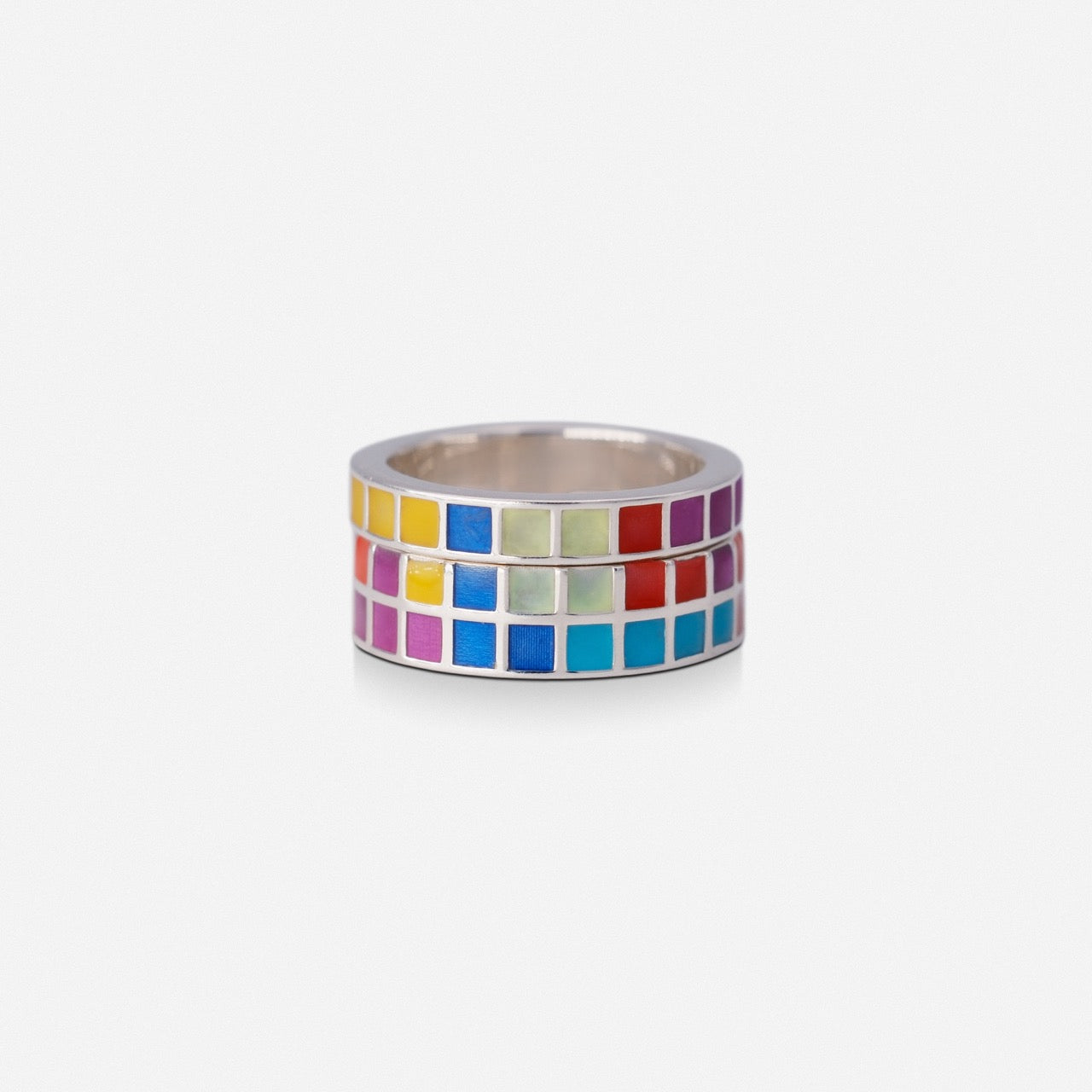 Tetris Grid Enamel Ring