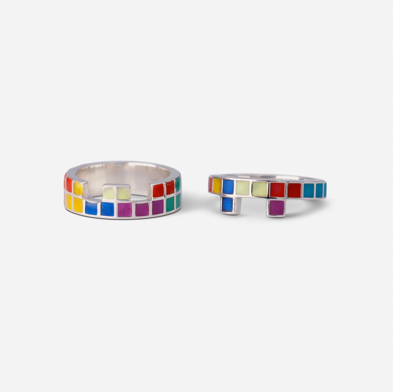 Tetris Grid Enamel Ring