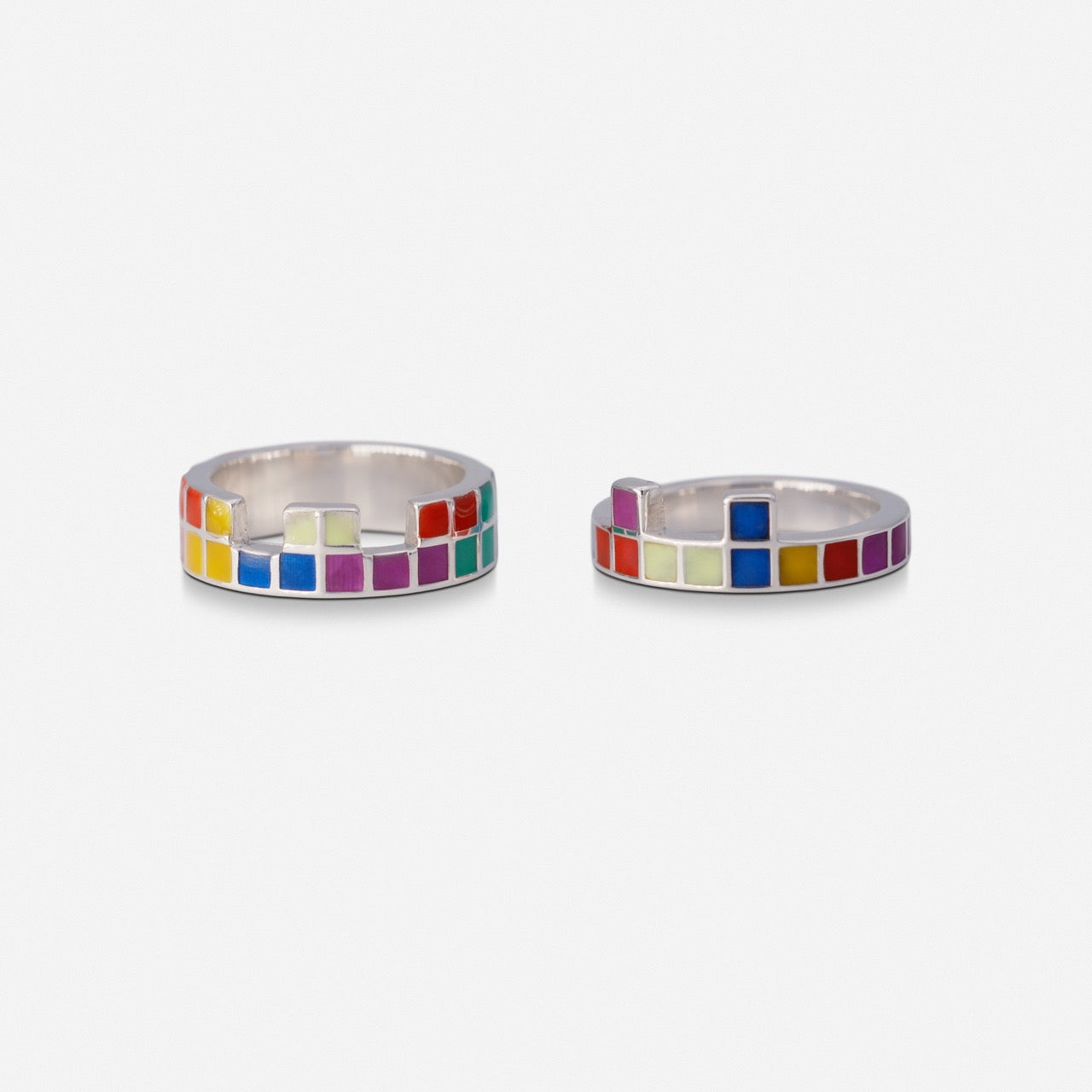 Tetris Grid Enamel Ring
