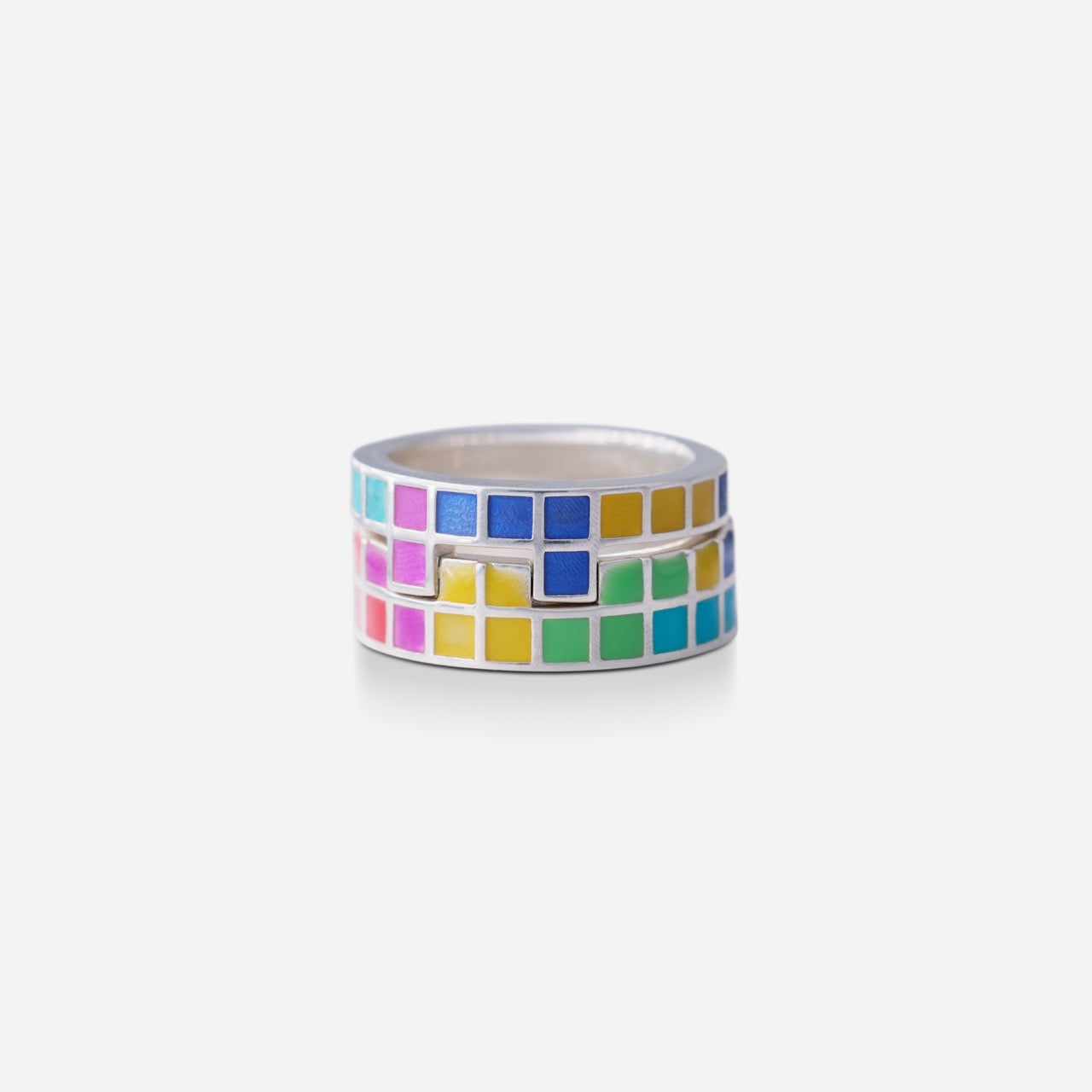 Tetris Grid Enamel Ring