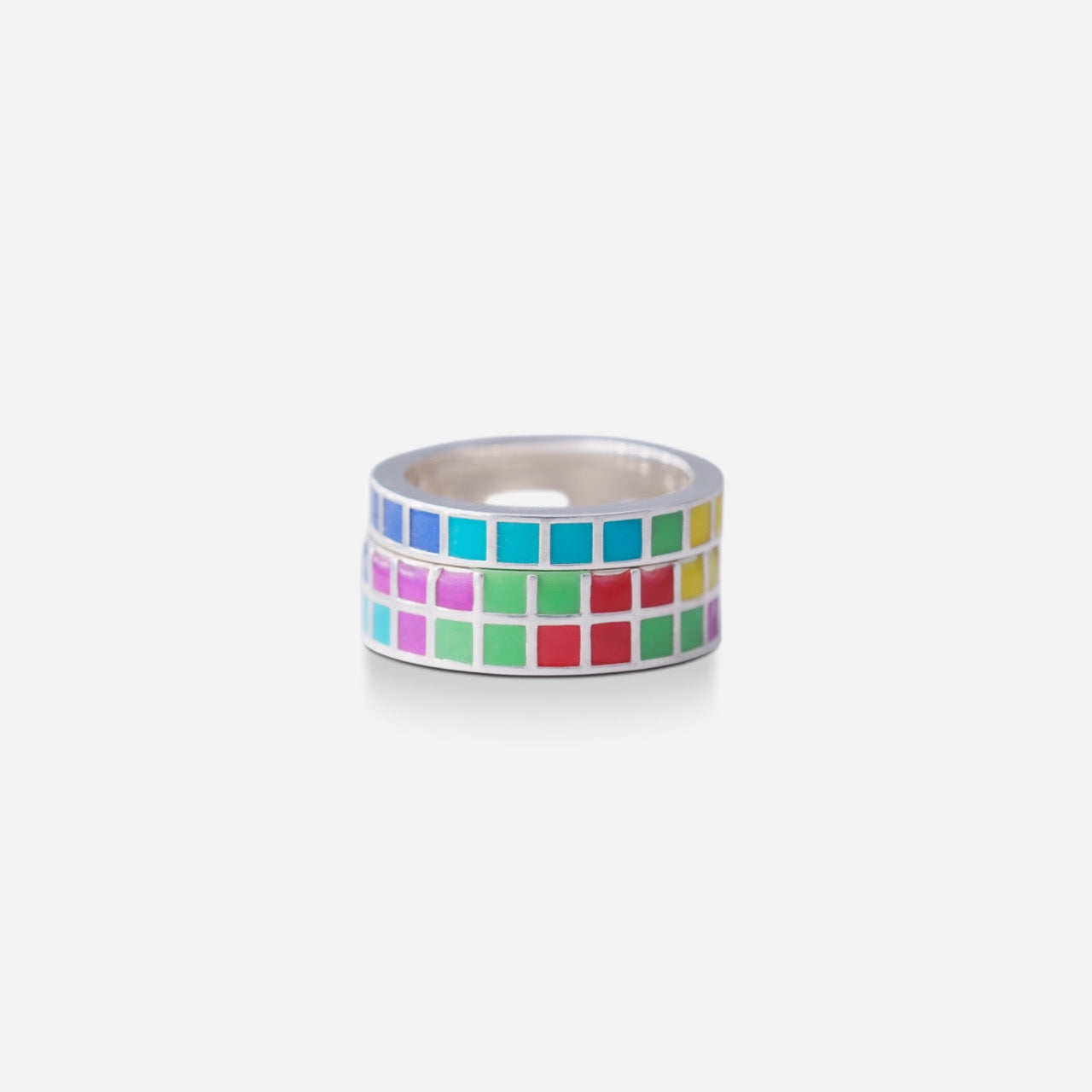 Tetris Grid Enamel Ring