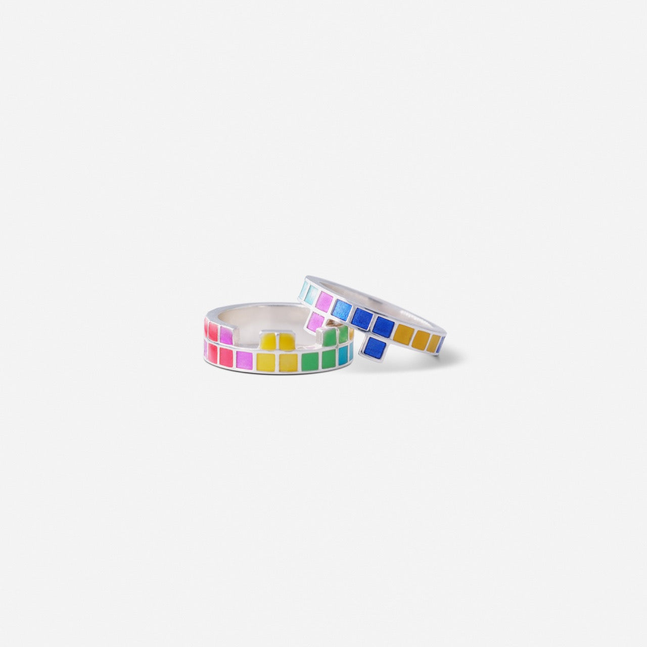 Tetris Grid Enamel Ring