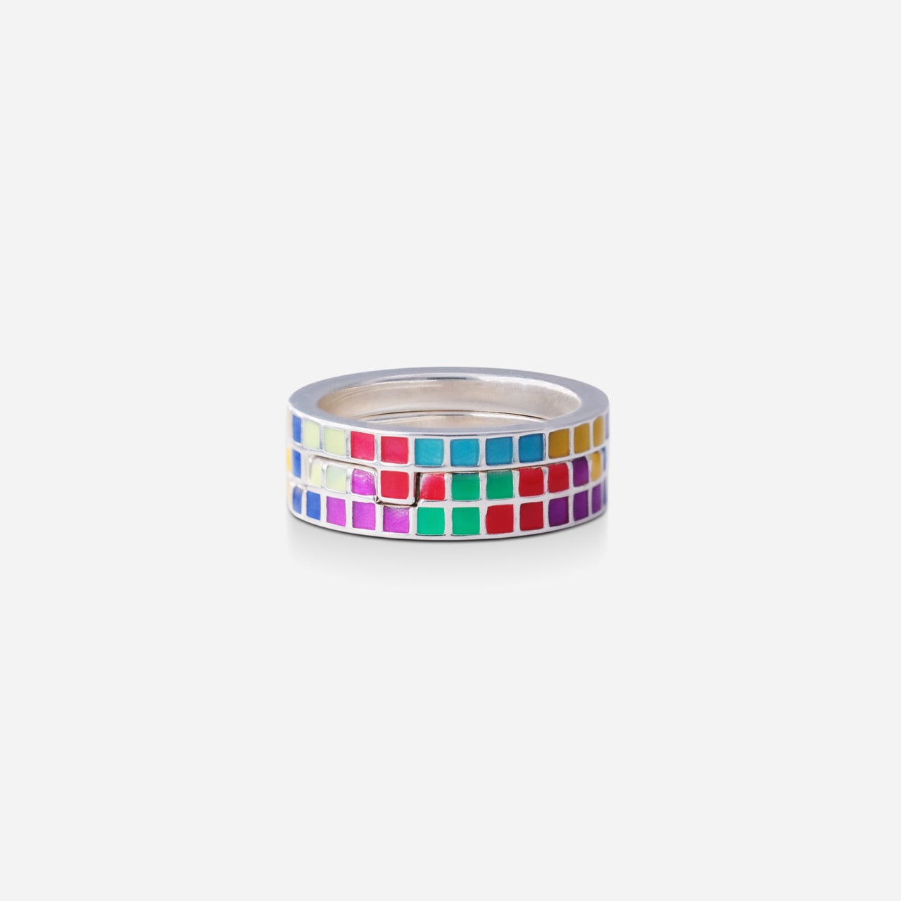 Tetris Grid Enamel Ring