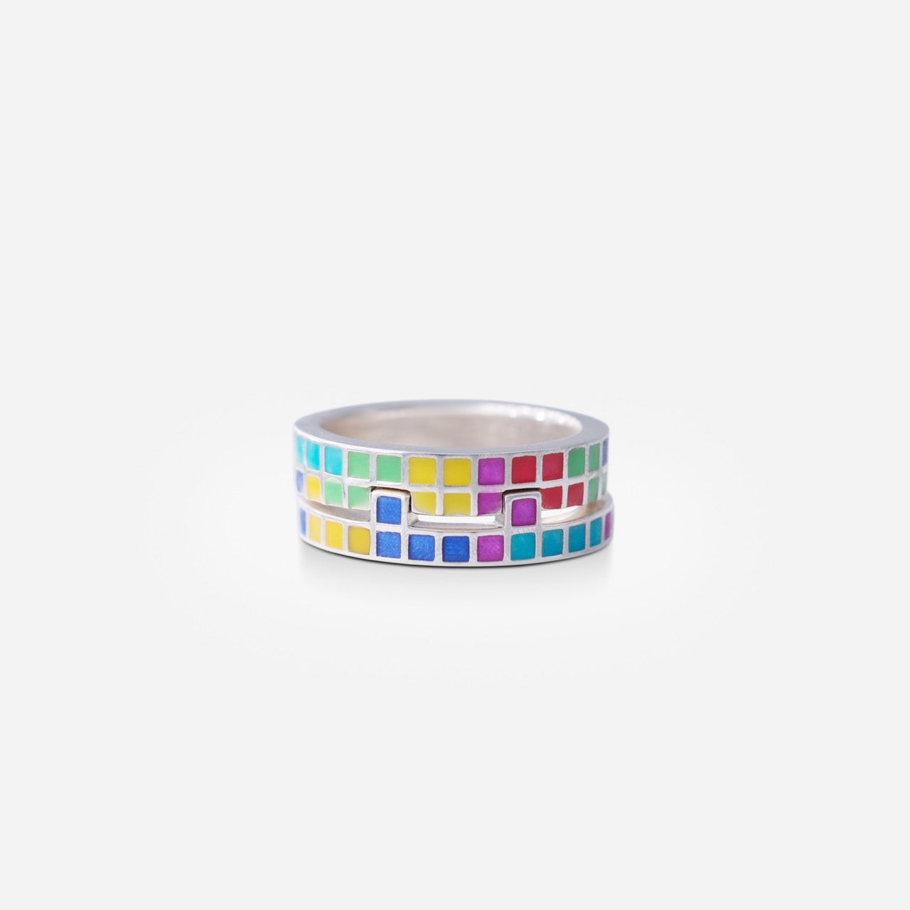 Tetris Grid Enamel Ring