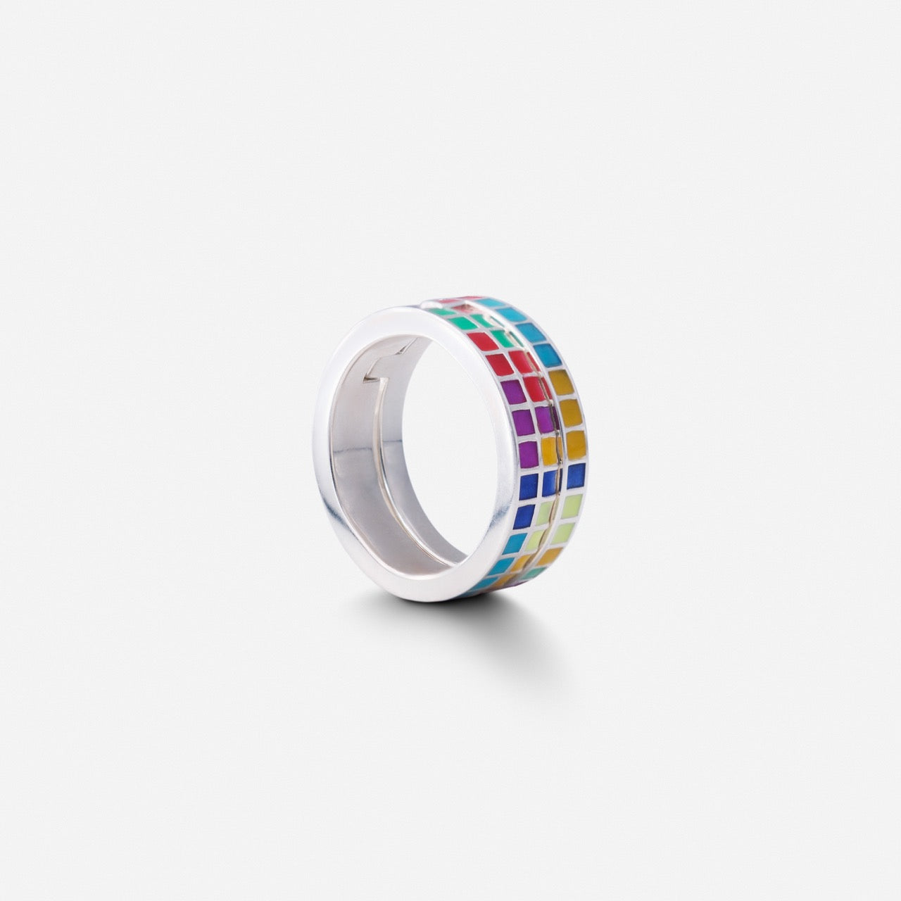 Tetris Grid Enamel Ring