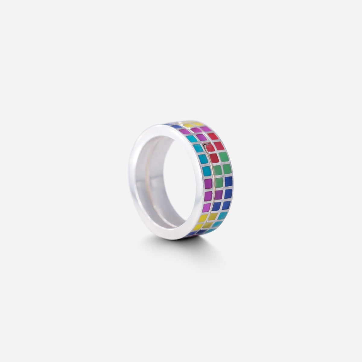 Tetris Grid Enamel Ring