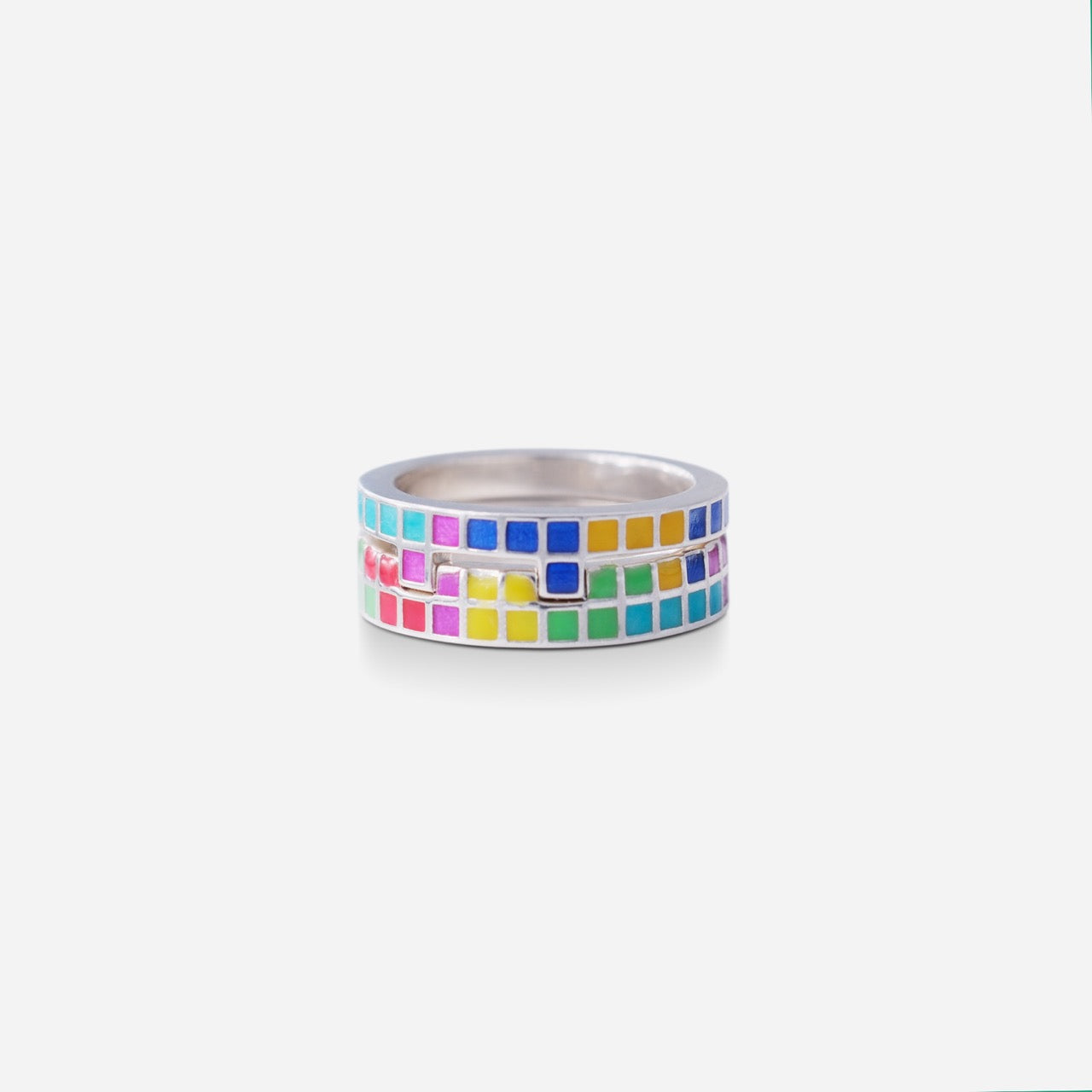 Tetris Grid Enamel Ring
