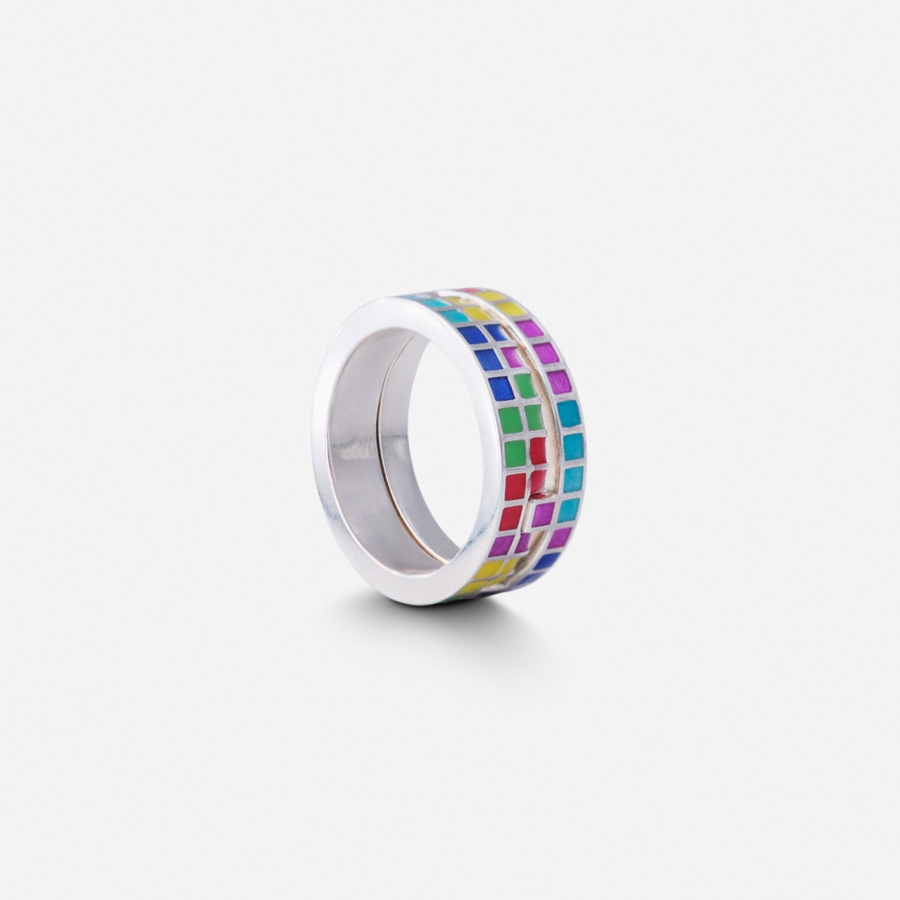 Tetris Grid Enamel Ring