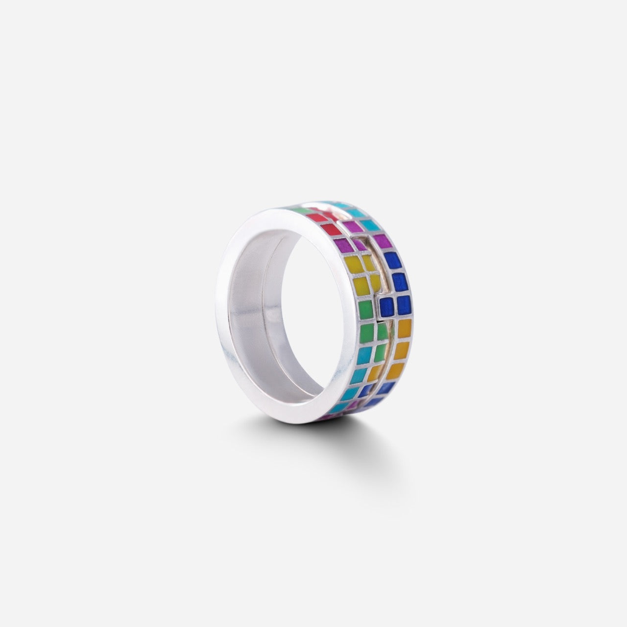 Tetris Grid Enamel Ring