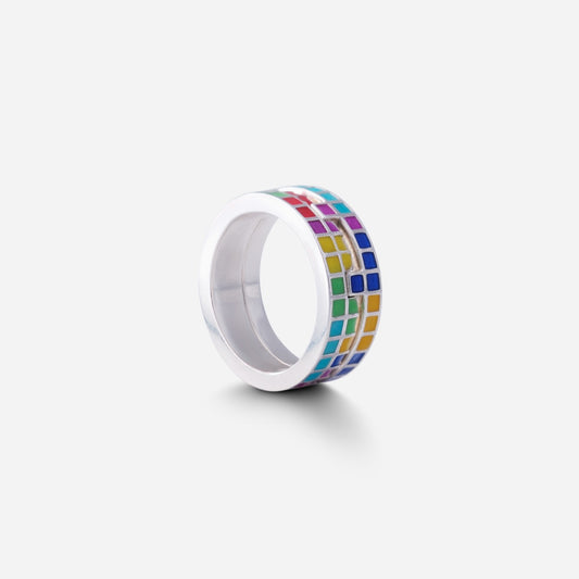 Tetris Grid Enamel Ring